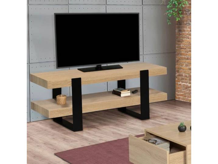 ID MARKET meuble tv PHOENIX 114 cm noir à poser