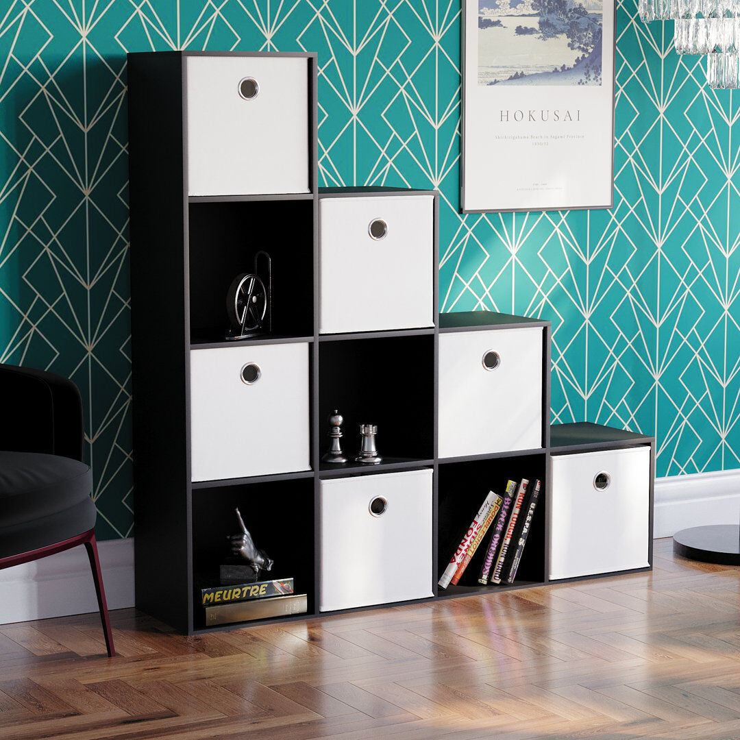 Wade Logan Penhook 128cm H x 128cm W Cube Bookcase Black/White 128cm H X 128cm W X 29cm D