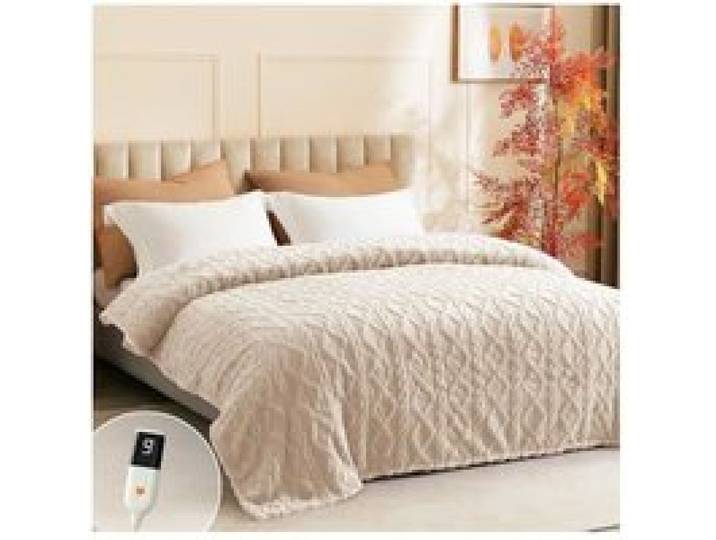 Couverture Chauffante 150x200cm Couverture Douce Lavable Beige - Polyester - Câble électrique