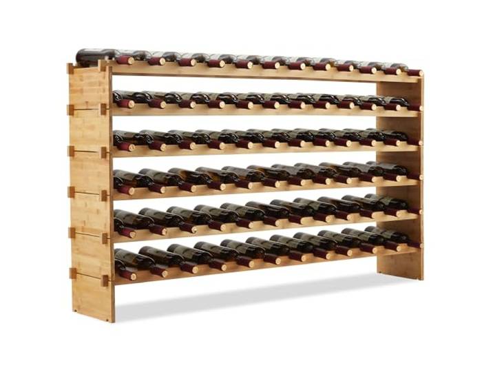 Danonlly Weinregal Bambus Stapelbar Flaschenregal Flaschenständer Weinständer Ohne Schrauben, AA-Qualität, Stapelbar & Platzsparend Für Keller Bar Küche Esszimmer (6T-72 Flasche)
