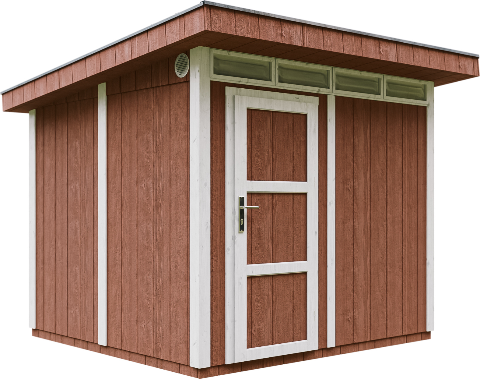Gartenhaus 5,9m² mit Boden und Bitumenfliesen - Geräteschuppen B279xL293xH239 cm - Gartenhütte TIMBELA M903 - REDWOOD RED