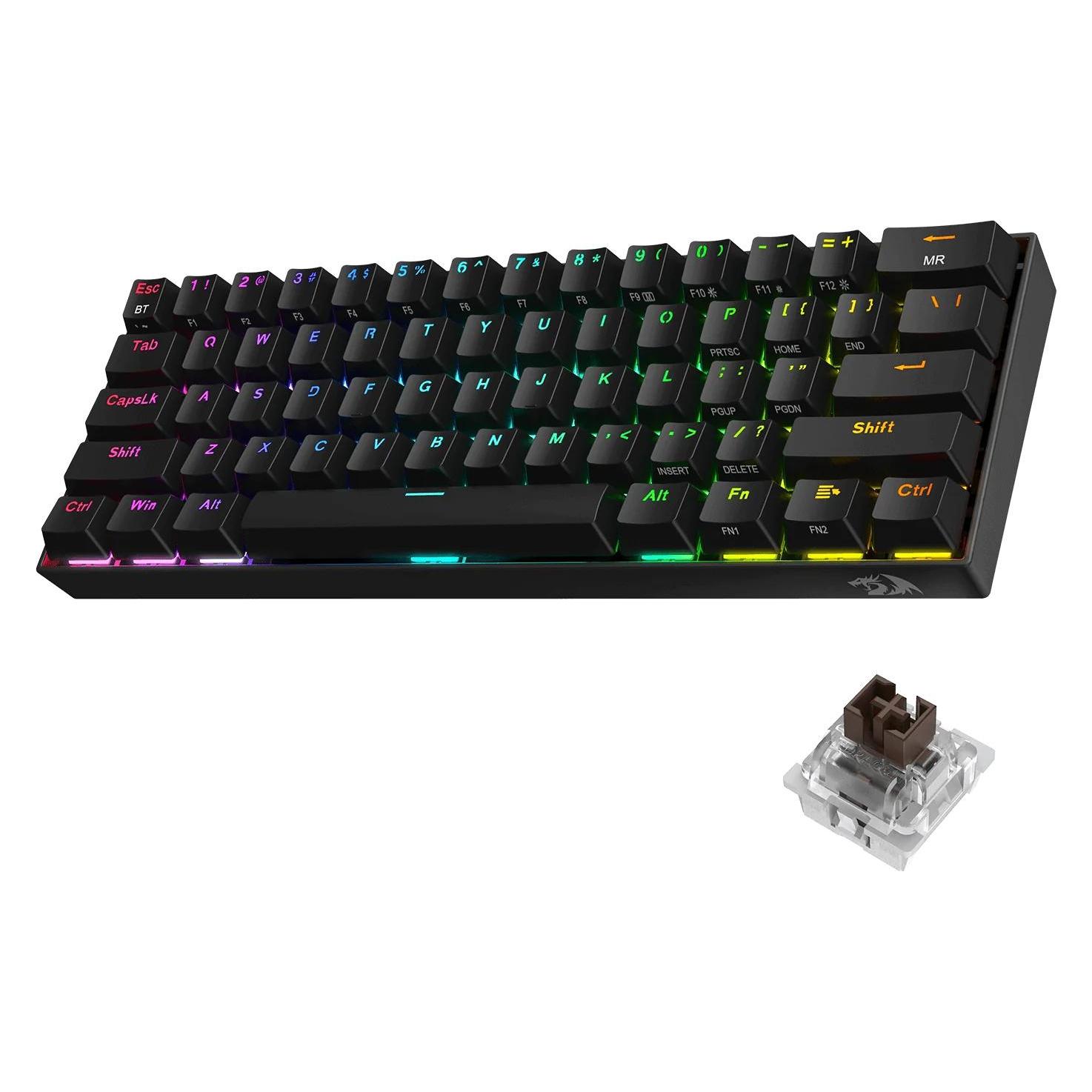 Redragon Klawiatura K530 Draconic Pro Brown Box (RED-K530RGB-PRO) (US, Kabelgebunden, Kabellos) (RED-K530RGB-PRO)