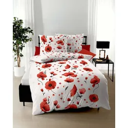 kaeppel Bettwäsche Seersucker Scarlett Poppies rot 155x200 cm + 80x80 cm