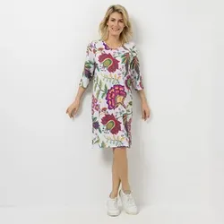 IN-PRINT Kleid, 3/4-Arm V-Ausschnitt