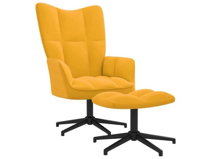 233 NEUF® CHIC Fauteuil Relaxation de Salon JOLI - Chaise Fauteuil TV Scandinave avec repose-pied Jaune moutarde Velours