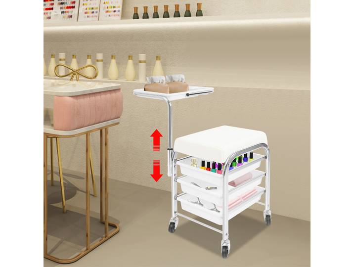 Chariot de rangement pour outils de manucure et pédicure - Chariot de beauté pour manucure - Design compact avec roulettes pour un déplacement facile et une organisation des outils
