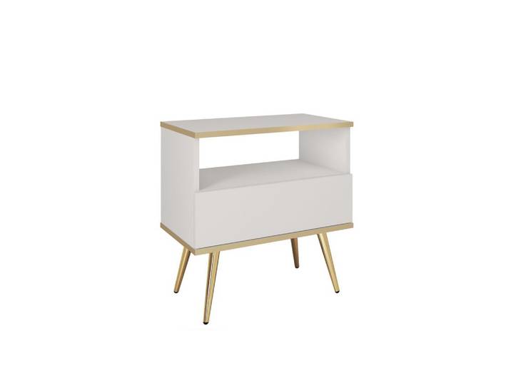 Nachttisch – ORO – S54, modern mit Push-to-Open – Weiß