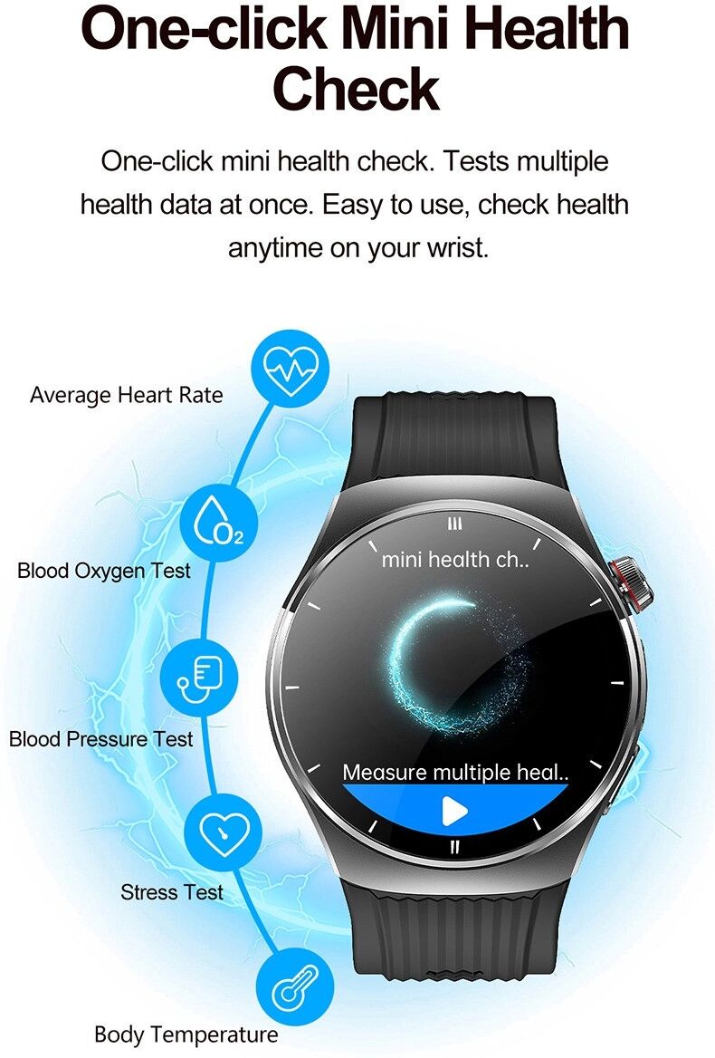 INF Smartwatch mit 1,43-Zoll-AMOLED-Touchdisplay, Sportmodi, Bluetooth-Anrufen und Referenzfunktionen für Wellness Gold