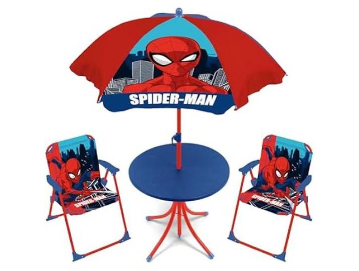 Ensemble de jardin - ARDITEX SM15950 - 1 table - 2 chaises - Parasol Spiderman