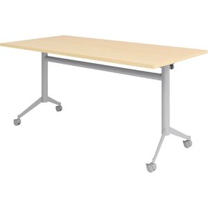 Hammerbacher Klapptisch KF16, aus Holz, auf Rollen, 160 x 75 x 80 cm, ahorn