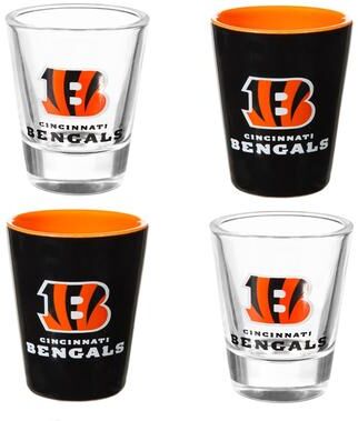 Evergreen 4-Piece Ceramic and Glass 2 oz. Shot Glass Set, Cincinnati Bengals
