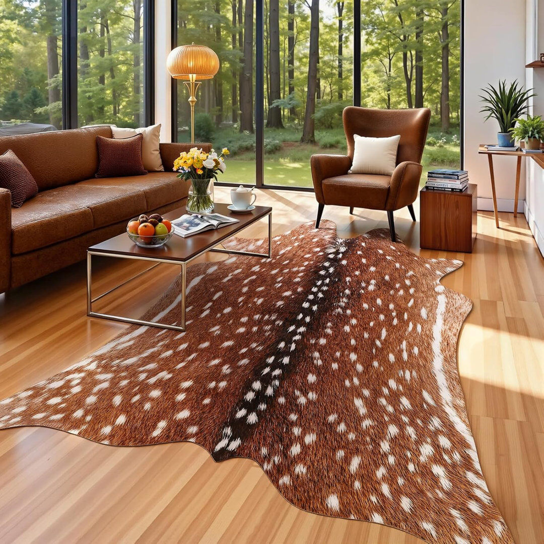 World Menagerie Irregular Animal Print Area Rug Orange 158*190cm