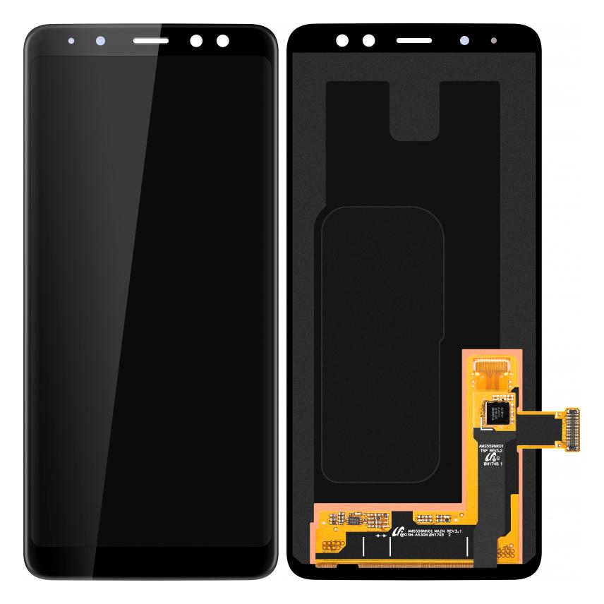 Samsung LCD-Display +Touch-Einheit A530 Galaxy A8 2018 Schwarz (Service Pack) (Display, Samsung Galaxy A8 (2018)) (GH97-21406A)