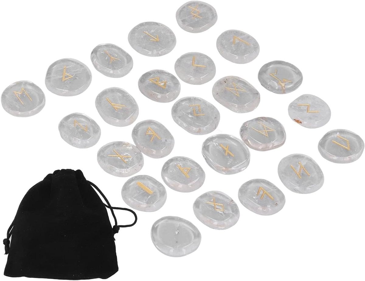 Rune Stenen Set met 25 Multicolor Kristallen Symbolen voor Meditatie en Decoratie