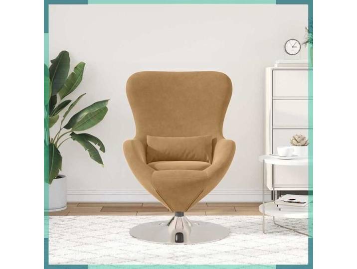 Fauteuil œuf - 42002732 - Marron - Velours - Base pivotante 360°