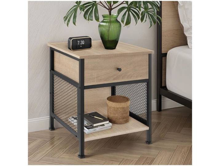 Table de chevet Killarney 45x46x55,5cm - Bois clair industriel, Chêne Sonoma