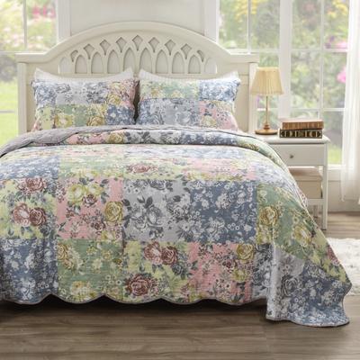 Greenland Home Fashions Emma Patchwork Floral Print Cotton Quilt Set