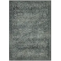 Teppich waschbar VERNANTE Blütenmuster orientalisch Vintage 120 x 170 cm Grün-Grau gekettelt 3 mm Flor Wohnräume Empfang | Kadima Design