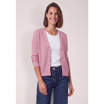 Cardigan CECIL, Damen, Gr. S (38), mellow rose melange, Web, 60% Baumwolle, 40% Viskose, unifarben, comfort fit normal, V-Ausschnitt, Rippbündchen, Strickjacken, im soften Baumwoll-Mix