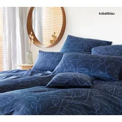 Elegante Bettwäsche Floral - 155x220 cm + 40x80 cm	kobaltblau