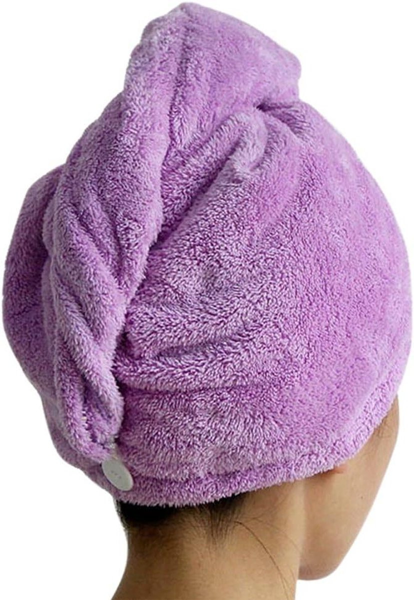 Sneldrogende haardroger handdoek voor het haar in de kleur lila