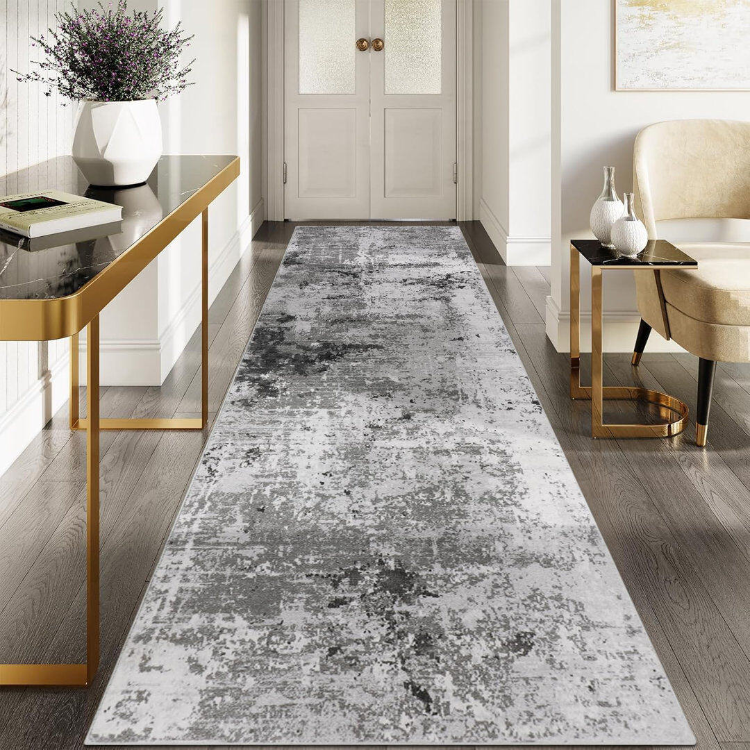 Brayden Studio Washable Kitchen Rug Grey 80x300cm