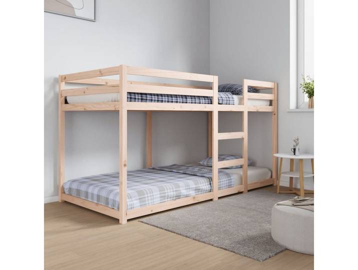 furnicato Bett Etagenbett Massivholz 205,5 x 95,5 x 112 cm (1-tlg), Sicheres Hochbett mit Leitplanken für begrenzte Platzverhältnisse