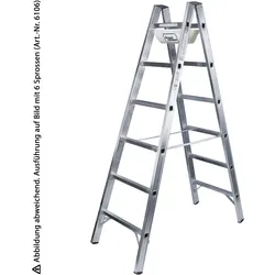 Iller Sprossenstehleiter mit 2x7 Sprossen 3,35m AH und Werkzeugablage