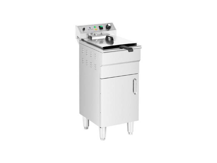 Royal Catering Fritteuse RCPKF 13DSH, 5000 W, 16 L Fritöse mit Unterschrank Ablasshahn 400V