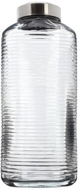 Gibson Home 63.5 Ounce Ribbed Glass Bottle with Stainless Steel Lid