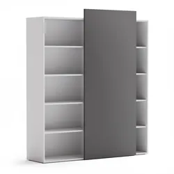 Büroregal mit Schiebefront BLOCK, 1600 x 400 x 1748 mm, Graphit