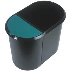 Helit Papierkorb "the double", oval, PE, schwarz/grn, Abfalleimer, Mehrfarbig