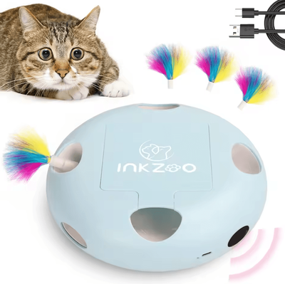 Inspire Curations CozyMole Interactive Cat Toy With Automatic Whack A Mole Play blue