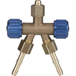 Verteiler für Sauerstoff Anschluß: 3 x G1/4'' / LW 6 mit Kunststoffhandrad