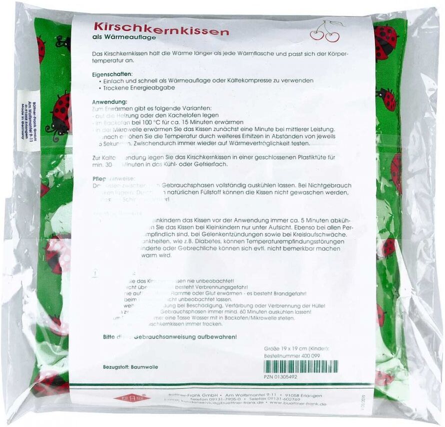 Kirschkernkissen für Kinder 19x19cm sort.