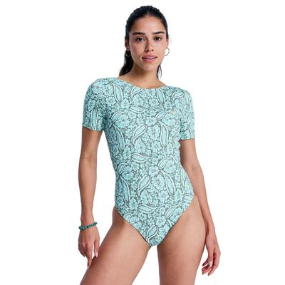Badeanzug ROXY "Sun Babe", Damen, Gr. L, grün (oil grün wildside paisley), Polyester, Badeanzüge Badeanzug