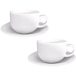 Kaffeetassen / Teetassen Porzellan weiß mit Untertasse, 2 Stück - Fontignac