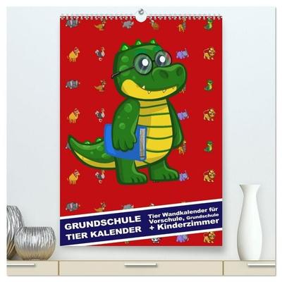 Grundschule Tier Kalender - Tier Wandkalender für Vorschule, Grundschule und Kinderzimmer (hochwertiger Premium Wandkalender 2026 DIN A2 hoch),