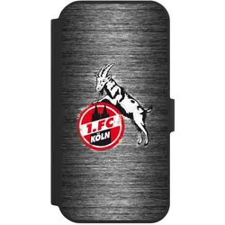 Nivocase Klapphülle für Apple iPhone 15 Handyhülle aus Kunst Leder NIVOflip schwarz 1. FC Köln Metallic (Apple iPhone 15), Smartphone Hülle, Schwarz