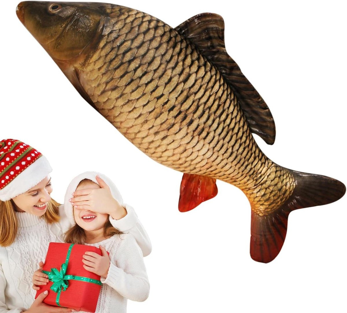 Geelbruine vis knuffel van zacht pluche voor decoratie, 60 cm