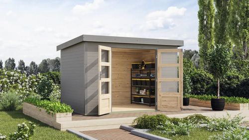 Gartenhaus Karibu Metalwood 4D 322 x 236,5 cm wassergrau