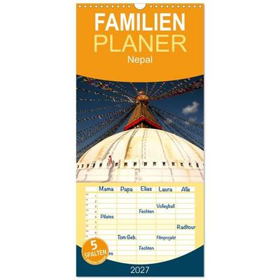 Familienplaner 2027 - Nepal mit 5 Spalten (Wandkalender, 21 x 45 cm) CALVENDO