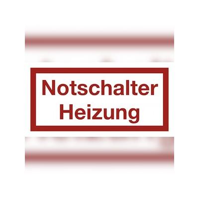 Notschalter Heizung, Textschild, Folie, 80x40 mm