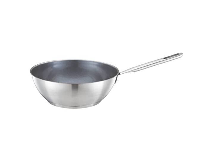 Fiskars Poêle Wok\, Ø 28 cm/ 4\,5 L\, Poêle Anti-adhésive\, Convient pour toutes les Cuisinières\, Inox recyclé\, All Steel\, Argenté\, 1064747