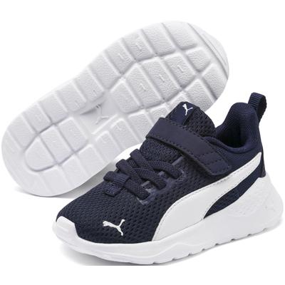 Sneaker PUMA "ANZARUN LITE AC INF", Kinder, Gr. 26, blau (peacoat, puma weiß), Textil, unifarben, Schuhe Sneaker, mit Klettverschluss, mit CMEVA-Dämpfung, aus Textil