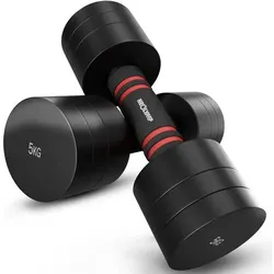 NEOLYMP 2er Set verstellbare Kurzhanteln aus massivem Stahl, Größe 1,75 - 5 KG in Schwarz Schwarz