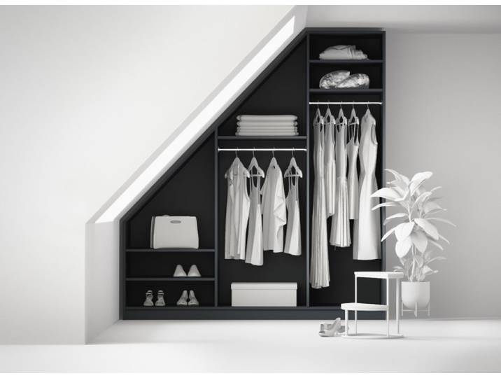 Dachschrägenschrank nach Maß - Schrank unter Dachschräge Premium Dekore Schwarz