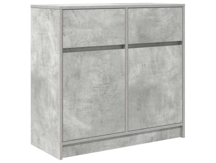 KGFHERENB Sideboard Betongrau 80x34x76 cm Kommode mit 2 Schubladen & Türen Flexibler Aufbewahrungsschrank für Wohnzimmer und Flur, beidseitig montierbar mit robuster Wandverankerung.
