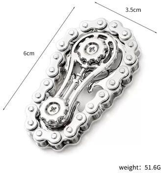 Inspired Living Precision Metal Gear Fidget Spinner Stress Relief Desk Toy For Adults silver Chain