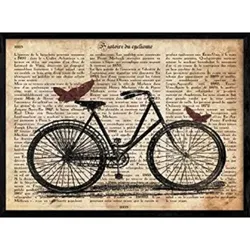 POSTER Fahrrad Mit Schmetterlingen. A4 Rahmenlos